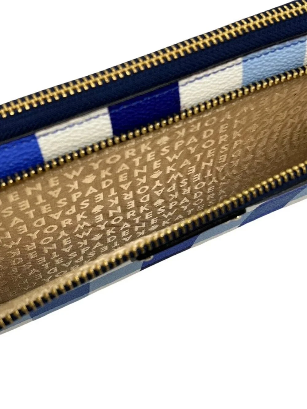 Kate Spade Anita Blue Gingham Leather Wallet NWT